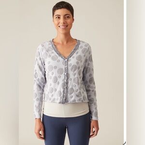 ***Cut Loose ***Polka Dot Cotton Cropped Cardi / Top with Raw trim .